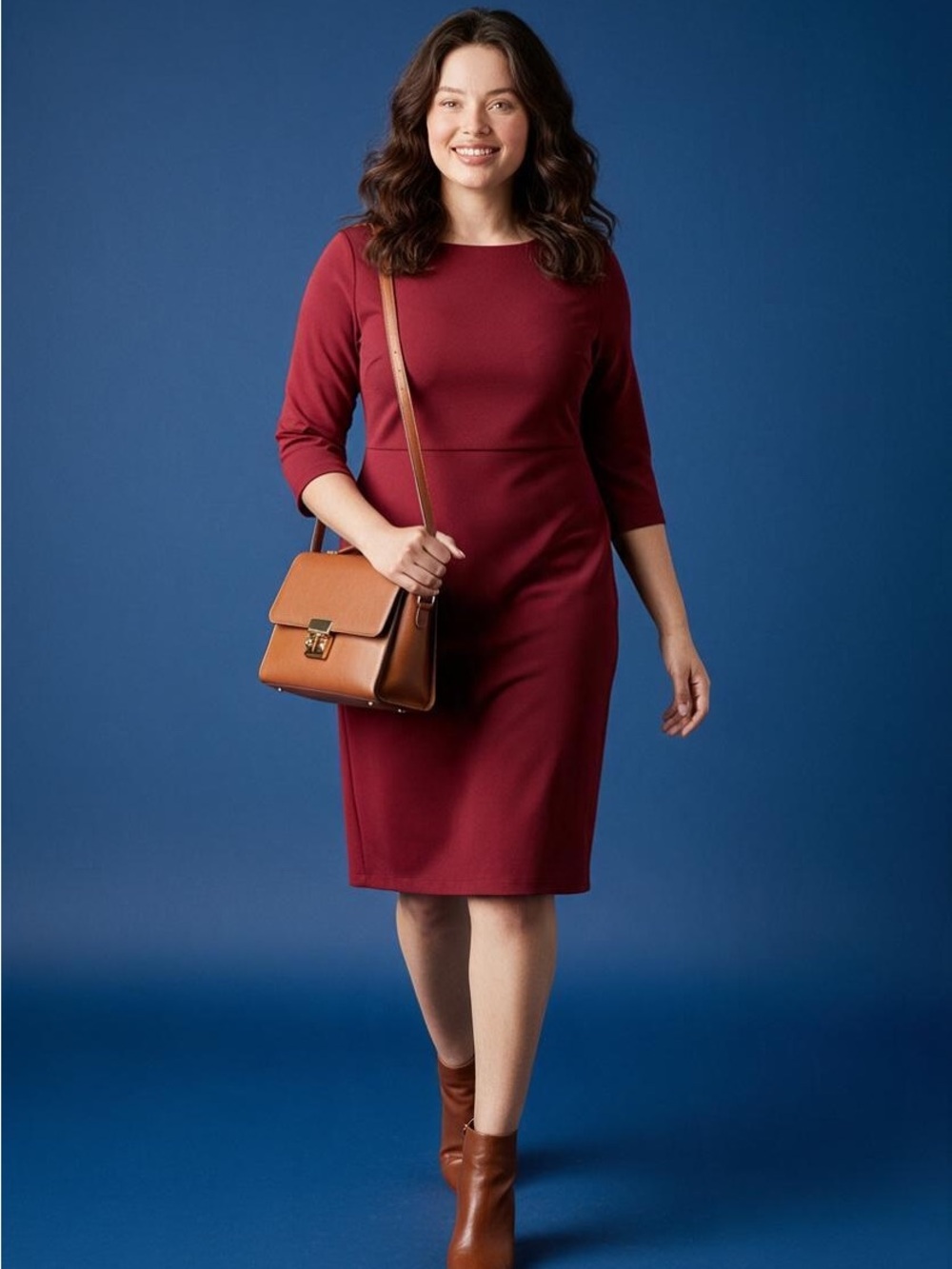 Talbots Burgundy Midi Sheath Dress